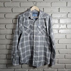 Dixxon Men's Avalanche Plaid Flannel Long Sleeve Shirt White Grey D-Tech Small